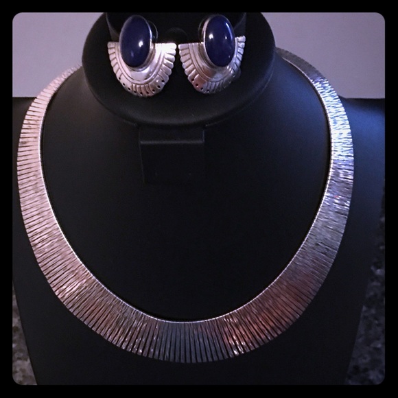 Cleopatra Collar & Blue Lapis Earrings Set - Picture 1 of 4